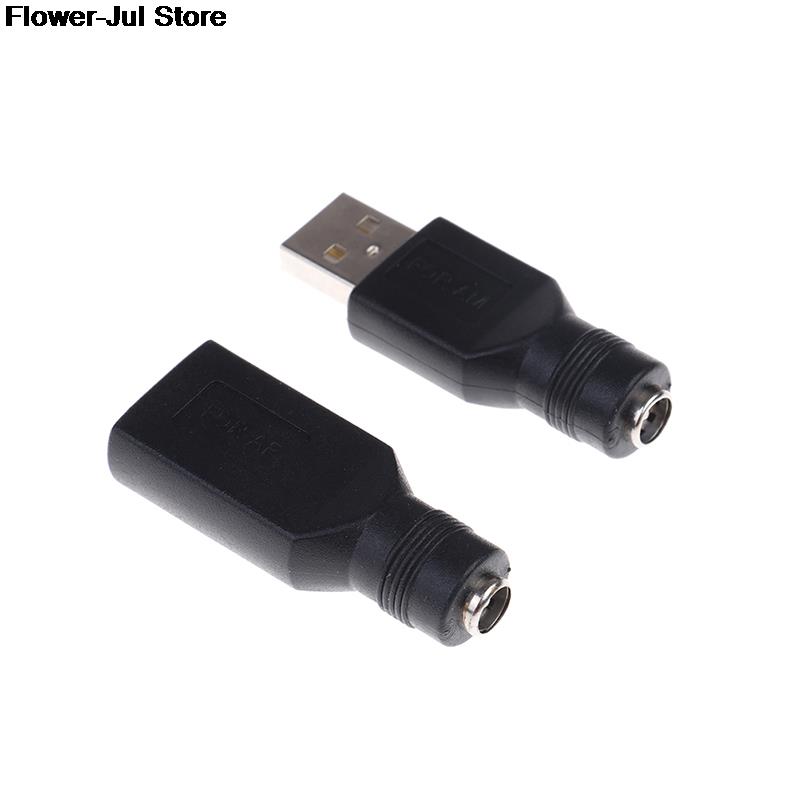 Female Jack To USB 2.0 Male Plug/ Female Jack 5V DC Power Plugs Connector Adapter Laptop 5.5*2.1mm Black Color