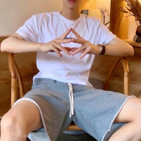 男士夏季日系純色毛圈短褲運動休閒街舞五分五分褲跑步健身寬鬆衛褲