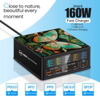 Беспроводное зарядное устройство PSDA 3D 160 Вт USB C GaN QC3.0 PD3.0 65 Вт USB Type C