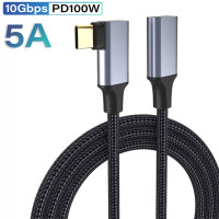 Кабель-удлинитель USB Type-C 5 А, PD100W, 90 градусов