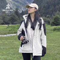 稻草人新款衝鋒衣女款秋冬款三合一加絨加厚防風防水登山服外套男