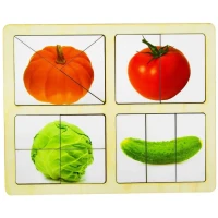 Деревянные разрезные картинки "Овощи 1", пазл для малышей
