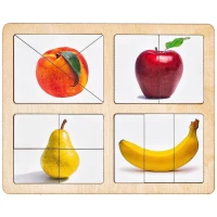 Деревянные разрезные картинки "Фрукты 1", пазл для малышей