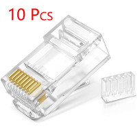 Разъемы для кабеля Ethernet RJ45, с позолотой, 10 шт