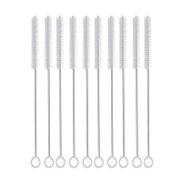 10Pcs Питьевой Соломы Очистка Щетка Набор Соломы Труба Очиститель Нейлон Нержавеющей Стали Длинная Ручка Очистка Щетки Для Соломинок