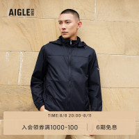 AIGLE艾高2023春季男款WR防潑水輕量連帽夾克易收納皮膚衣外套