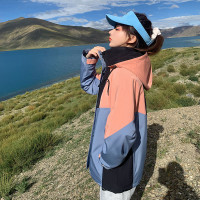 明星同款衣服2023冬季新款撞色拼接工裝外套女復古西藏旅遊衝鋒衣