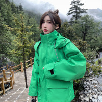 綠色衝鋒衣女潮牌2023新款oversize情侶工裝外套防風防水滑雪服男
