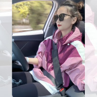 歐貨連帽防曬衝鋒衣女夏季新款時尚洋派拼色設計感小眾短款薄外套