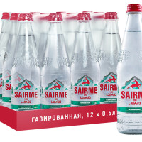 Минеральная вода из Грузии "Саирме", 0.5 л, газированная, стекло, 12 шт