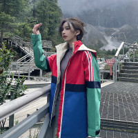 UhMu明星款拼色衝鋒衣女三合一2023秋冬新款外套防風防水登山服男