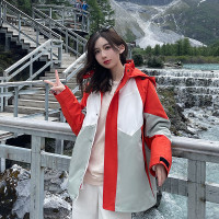 潮牌拼色炸街衝鋒衣男女三合一外套秋冬加絨西藏可拆卸防風滑雪服