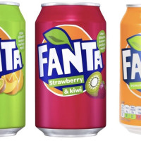 Набор из 3 банок напитков газированных Fanta по 330 мл (Exotic, Strawberry & Kiwi, Orange)