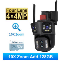 IP-камера уличная с тремя объективами, 8K 4x4 МП, Wi-Fi, PTZ