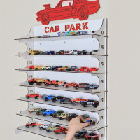 Деревянная полка для коллекции машинок 1:64 / Парковка, гараж, паркинг настенная для моделек автомобилей
