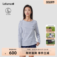 LAFUMA樂飛葉戶外2023春季新品條紋圓領長袖T恤女休閒打底上衣