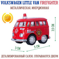 Машинка Volkswagen Little Van Firefighter инерционная металлическая KT2002DPR1 коллекционная модель 5 см подарок мальчику Kinsmart