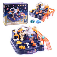 Детский автотрек с машинками (интерактивный, развивающий с механическим управлением) "Космическое приключение", в коробке, 2 машинки