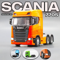 Металлическая модель грузового автомобиля SCANIA 770S. Скания в масштабе 1:50, Оранжевый 15 см.