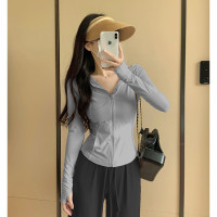 冰絲防曬衣女款夏季修身套裝2023新款薄款外套緊身運動瑜伽服上衣