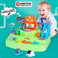 Автотрек с машинками WiMi, гоночный трек с рычагом, говорящий робот со светозвуковыми эффектами, горка детская с вращающимися элементами, игровой набор для ребенка