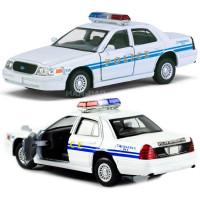 Машинка металлическая Kinsmart 1:42 Ford Crown Victoria Police Interceptor (Форд Краун Виктория) Полиция KT5342D инерционная, двери открываются / Белый