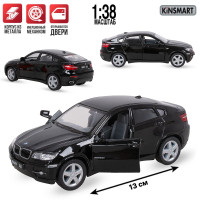 Машинка металлическая Kinsmart BMW X6 KT5336D инерционная, открываются двери/ Черная