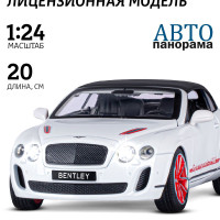 Машинка металлическая Автопанорама коллекционная модель Bentley Continental Supersports ISR, 1:24, свет, звук/ открываются двери капот и багажник, свободный ход колес, крутится руль и резиновые колеса