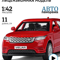 Машинка металлическая инерционная Автопанорама коллекционная модель Land Rover Range Rover Velar, 1:42/ открываются двери, резиновые колеса