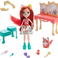 Игровой набор Mattel Enchantimals Royal Викторианский туалетный столик, кукла и питомец с аксессуарами, GYJ05