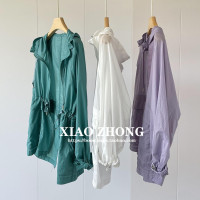 雲朵般輕柔，會呼吸的防曬衣，輕盈薄款寬鬆長袖收腰連帽燕尾外套