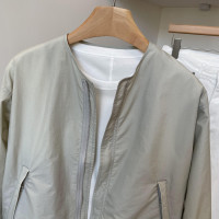 量很少的日單~~巨巨巨洋派的小圓領 無領外套繭型薄款長袖短夾克