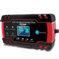 Умное зарядное устройство, для автомобильных аккумуляторов, 12/24 В, 8 А, полная автоматика, быстрая зарядка, для аккумуляторов AGM, гелевых, жидкостных, свинцово-кислотных, импульсный заряд, восстановление