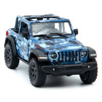 Машинка металлическая Kinsmart 1:34 2018 Jeep Wrangler Camo Edition Open Top (Джип Вранглер) KT5420DA инерционная, двери открываются / Синий