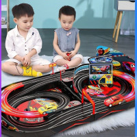 Молния Маккуин трек игрушечной машинки/Пульт дистанционного управления*4, дорожка со световым эффектом