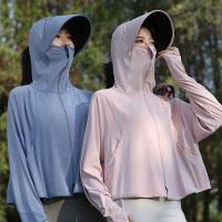 夏季薄款連帽冰絲短款防曬衣女款2023新款抗UV透氣輕薄防曬服