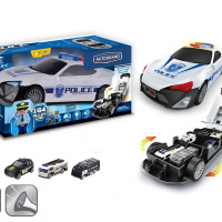 Набор Машина-парковка Полиция, открывается кузов, свет/звук, 3 металлических модели, фигурка