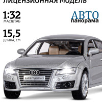 Машинка металлическая инерционная ТМ Автопанорама, коллекционная модель Audi A7, 1:32, свет и звук, открываются двери, капот и багажник, резиновые колеса