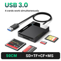 UGREEN кардридер 4-в-1 USB3.0/USB-C SD Micro SD TF CF MS Compact Flash Card адаптер для ноутбука ПК Мульти OTG Смарт-кард-ридер