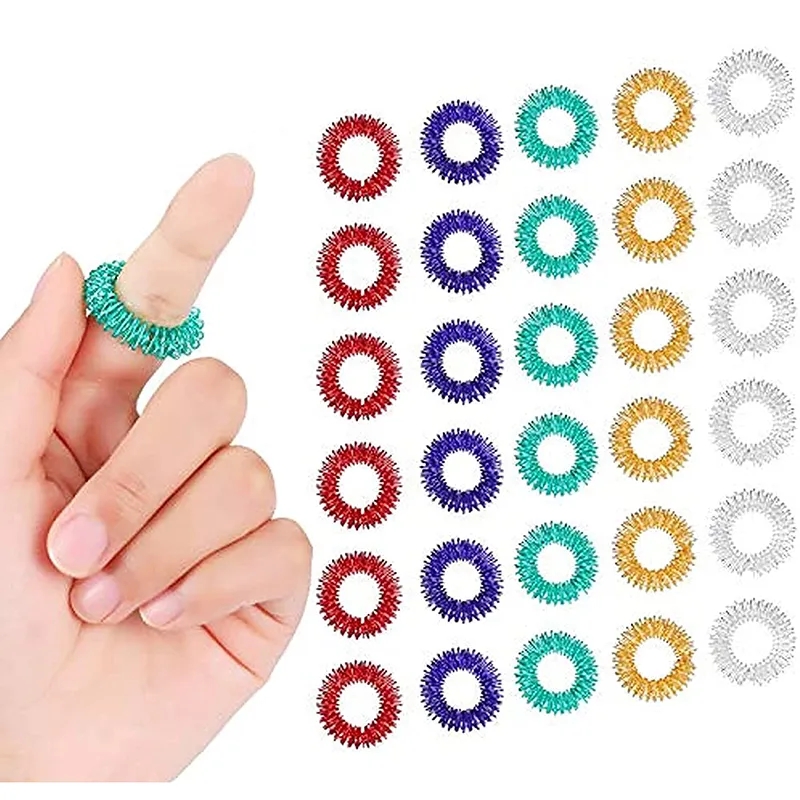 5-15pcs Acupressure Rings Spiky Sensory Finger Rings Set for Teens  Adults Stress Reducer Massager Stress Relief Fidget Toys