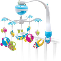 Мобиль на кроватку Жирафики на подвеске, "Морские истории", 2 режима, съемные игрушки / музыкальная карусель / игрушки для новорожденных