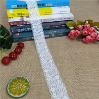 Кружево белое эластичное цветное, украшение лентами, 4 см, s1060-2