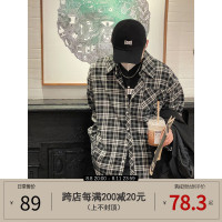 19studio WAYNEPRINCE經典百搭款復古黑白格子襯衫男寬鬆襯衫外套