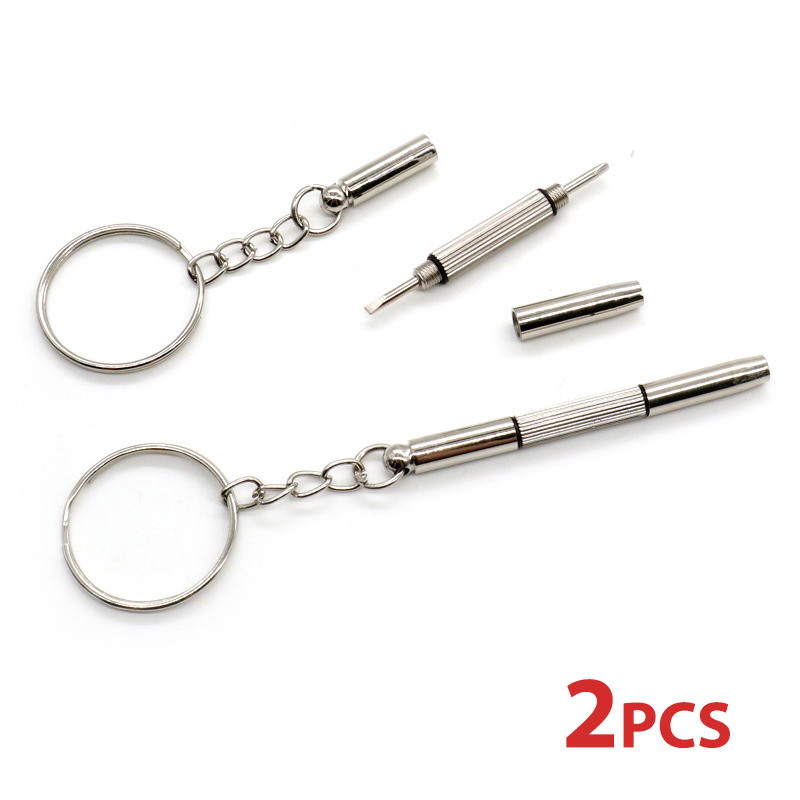 2Pcs 3 In 1 Mini Screwdriver Keychain Glasses Phone Watch Screw Repair Tool Household Hand Tool