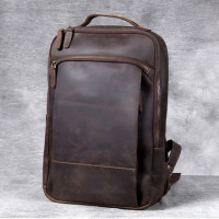 Винтажный рюкзак Crazy Horse из натуральной кожи для мужчин, кожаный повседневный ранец для ноутбука, мужской большой рюкзак для пешего туризма