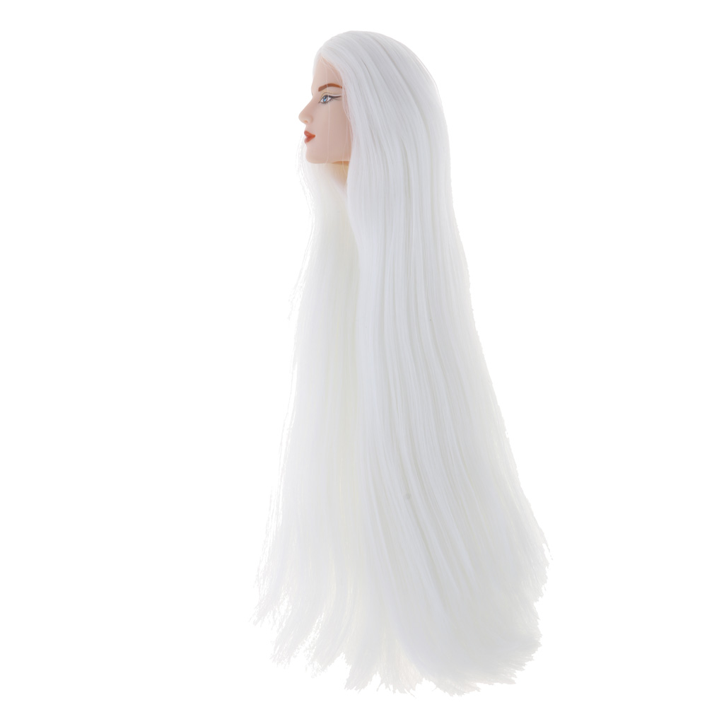 1/6 BJD Boy Doll Head Sculpt with White Long Hair Male Action Figures Head