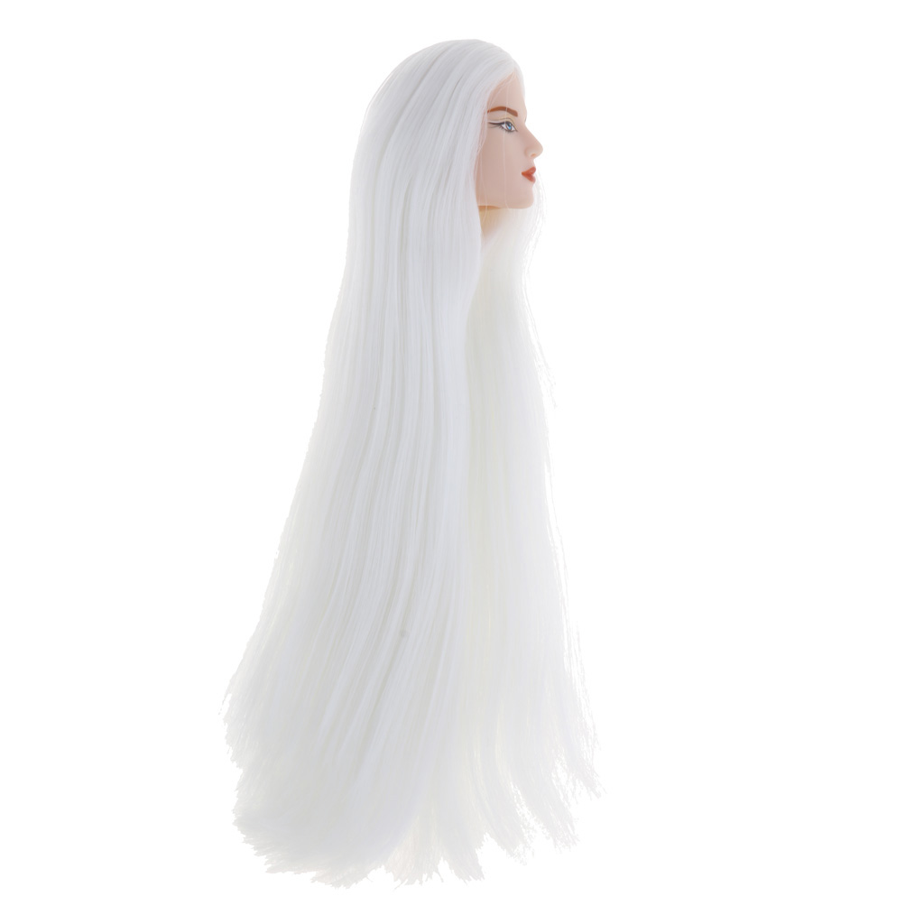 1/6 BJD Boy Doll Head Sculpt with White Long Hair Male Action Figures Head