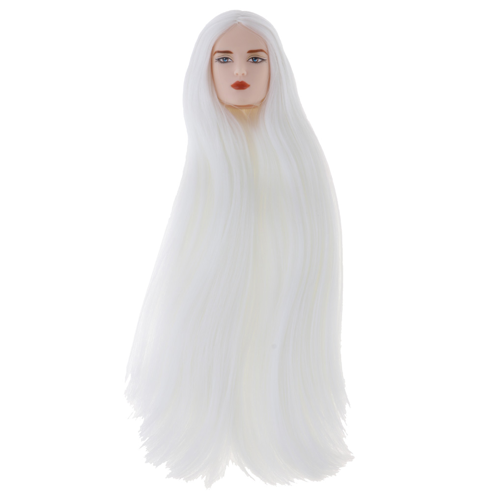 1/6 BJD Boy Doll Head Sculpt with White Long Hair Male Action Figures Head