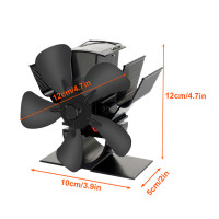 Вентилятор для камина и печи, 5 лопастей, 750-1400 об/мин, 140-200 CFM, цвет черный