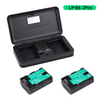 Аккумулятор 2850 мАч LP E6 LPE6 LP-E6N + двойное зарядное устройство с ЖК-дисплеем для Canon EOS 6D 7D 5D Mark II III IV 5D 60D 60D 80D 90D 5DS R5 R6